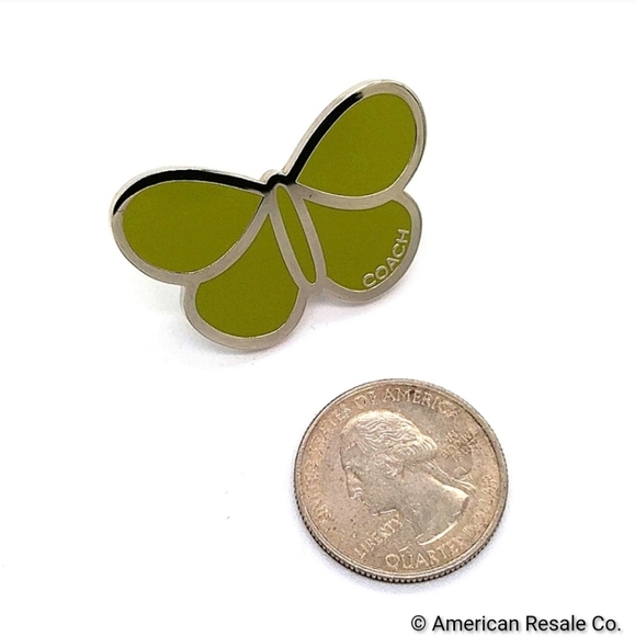 Vintage COACH Green Enamel Butterfly Lapel Pin Brooch Purse Backpack Pin Charm - Picture 5 of 6